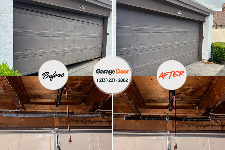 Before and after: garage door repair Lake Camelot, WI